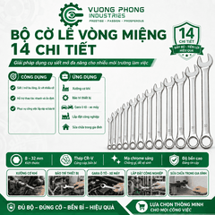 BỘ CỜ LÊ VÒNG MIỆNG 14 CHI TIẾT 8–32MM – THÉP CR-V MẠ CHROME – SIẾT MỞ BU LÔNG, ĐAI ỐC