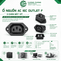 GIẮC/JACK Ổ CẮM NGUỒN AC IEC OUTLET F 3 CHÂN BẮT VÍT – 10A 250V – GẮN PANEL