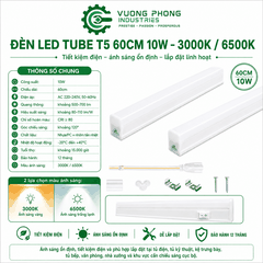 ĐÈN LED TUBE T5 60CM 10W - 3000K / 6500K – GIẢI PHÁP CHIẾU SÁNG TIẾT KIỆM, GỌN GÀNG VÀ HIỆU QUẢ