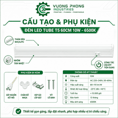 ĐÈN LED TUBE T5 60CM 10W - 3000K / 6500K – GIẢI PHÁP CHIẾU SÁNG TIẾT KIỆM, GỌN GÀNG VÀ HIỆU QUẢ
