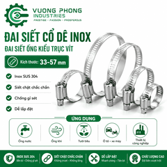 [COMBO] ĐAI SIẾT CỔ DÊ INOX 33-114– ĐAI SIẾT ỐNG KIỂU TRỤC VÍT