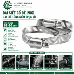 [COMBO] ĐAI SIẾT CỔ DÊ INOX 33-114– ĐAI SIẾT ỐNG KIỂU TRỤC VÍT