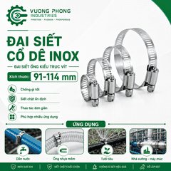 [COMBO] ĐAI SIẾT CỔ DÊ INOX 33-114– ĐAI SIẾT ỐNG KIỂU TRỤC VÍT