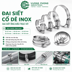 [COMBO] ĐAI SIẾT CỔ DÊ INOX 33-114– ĐAI SIẾT ỐNG KIỂU TRỤC VÍT