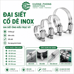 [COMBO] ĐAI SIẾT CỔ DÊ INOX 33-114– ĐAI SIẾT ỐNG KIỂU TRỤC VÍT