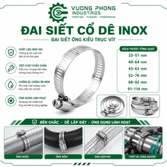 [COMBO] ĐAI SIẾT CỔ DÊ INOX 33-114– ĐAI SIẾT ỐNG KIỂU TRỤC VÍT