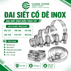 [COMBO] ĐAI SIẾT CỔ DÊ INOX 105-216 – ĐAI SIẾT ỐNG KIỂU TRỤC VÍT