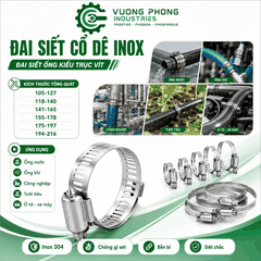 [COMBO] ĐAI SIẾT CỔ DÊ INOX 105-216 – ĐAI SIẾT ỐNG KIỂU TRỤC VÍT