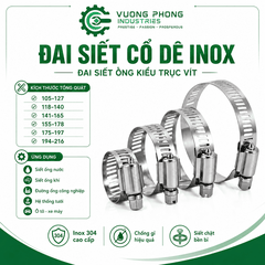 [COMBO] ĐAI SIẾT CỔ DÊ INOX 105-216 – ĐAI SIẾT ỐNG KIỂU TRỤC VÍT