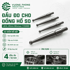 KIM ĐỒNG HỒ SO MITUTOYO 103006 L20.9 Ø2MM – ĐẦU BI ĐO KIỂM CƠ KHÍ CHÍNH XÁC – BỘ 4 ĐẦU