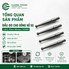 KIM ĐỒNG HỒ SO MITUTOYO 103006 L20.9 Ø2MM – ĐẦU BI ĐO KIỂM CƠ KHÍ CHÍNH XÁC – BỘ 4 ĐẦU