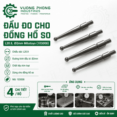KIM ĐỒNG HỒ SO MITUTOYO 103006 L20.9 Ø2MM – ĐẦU BI ĐO KIỂM CƠ KHÍ CHÍNH XÁC – BỘ 4 ĐẦU