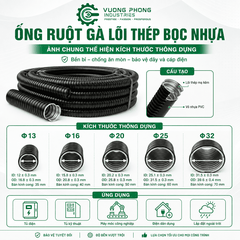 ỐNG RUỘT GÀ LÕI THÉP BỌC NHỰA PVC – ỐNG LUỒN DÂY ĐIỆN PHI 13–32 – BỀN BỈ, LINH HOẠT, CHỐNG ĂN MÒN
