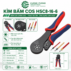 KÌM BẤM COS HSC8-16-6 – KÌM ÉP COS LỤC GIÁC 0.08–16MM² – BẤM CHẮC, CHÍNH XÁC