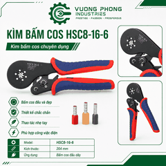 KÌM BẤM COS HSC8-16-6 – KÌM ÉP COS LỤC GIÁC 0.08–16MM² – BẤM CHẮC, CHÍNH XÁC