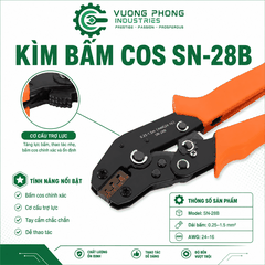KÌM BẤM COS SN-28B – KÌM ÉP COS 0.25–1.5MM² – 24–16AWG – CHUYÊN DỤNG
