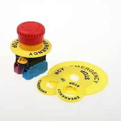 Phụ kiện nút nhấn - Nhãn nhựa EMG-STOP phi 22
