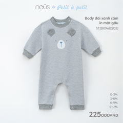 NOUS Body dài xanh xám in mặt Gấu(0-9M)