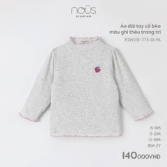 NOUS Áo dài tay cổ bèo màu ghi thêu trang trí(6-24M)