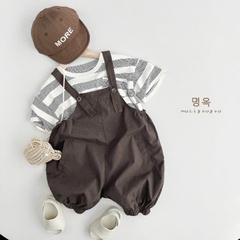 TL - Set áo kẻ yếm nâu (80-130)
