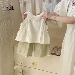 TL - Set quần dài áo ba lỗ cổ sen ren(80-130)