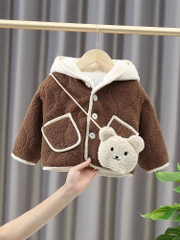MT Áo khoác lông Gấu kèm túi gấu(5-13)