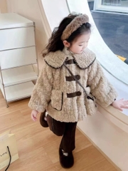 MT Áo lông cừu nâu túi phối da(5-13)