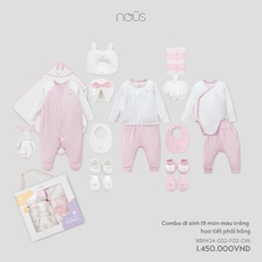 NOUS - Combo đi sinh 19 món màu trắng hoạ tiết phối hồng NB