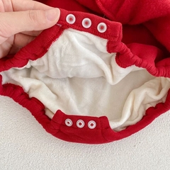 SL - Set body váy đỏ kèm mũ lót lông(66-90)