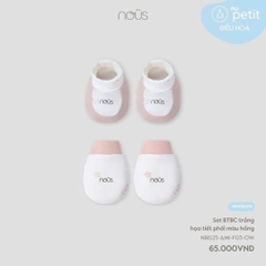 NOUS - Set BTBC trắng hoạ tiết phối màu hồng NB