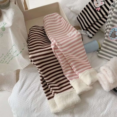 SA Quần legging kẻ lót lông gấu gập(90-130)
