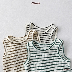 OBEBI - Bộ ba lỗ trẻ em mùa hè họa tiết kẻ ngang OBEBI (73-120)