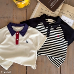 TH -Áo polo phối cổ thêu ngựa(90-140)
