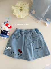 LB - Chân váy jean thêu Hello Kitty (90-130)