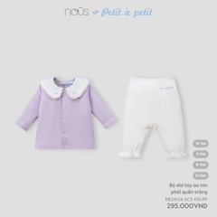 NOUS - Bộ dài tay áo tím phối quần trắng(0-9M)