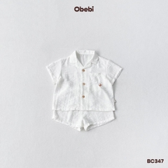 OBEBI - Bộ sơ mi đũi thêu cua nhỏ OBEBI (73-120)