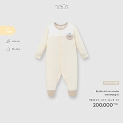 NOUS - Bộ liền dài tất màu be thêu trang trí NB
