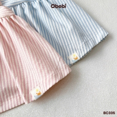 OBEBI - Bộ ba lỗ bé gái kẻ sọc buộc nơ OBEBI (73-120)