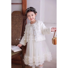 MT Set váy trắng công chúa+Áo khoác(7-15)
