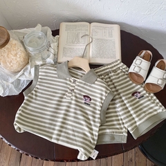 LB - Bộ ba lỗ cổ Polo kẻ(90-140)