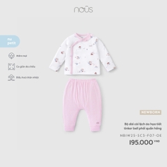 NOUS - Bộ dài cài lệch áo hoạ tiết tinkerbell phối quần hồng NB