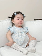 JS - Set áo xanh+yếm dây hoa nhí(66-80)