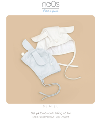 Nous Set PK 2 mũ xanh trắng có tai L