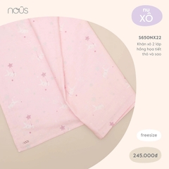 Nous Khăn xô 2 lớp hồng hoạ tiết thỏ và sao