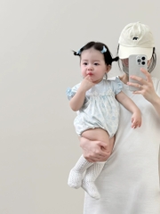 JS - Set áo xanh+yếm dây hoa nhí(66-80)