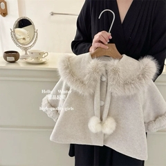 MT Áo dạ phối lông be cổ bèo(100-140)