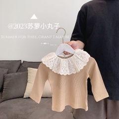 SL Áo cổ ren bèo nâu(73-100)