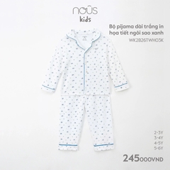NOUS Bộ Pyjama dài màu trắng in HT ngôi sao xanh(2-5Y)
