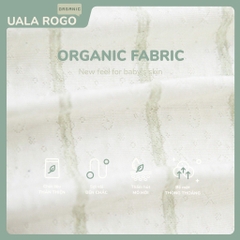 UALA ROGO Bộ cài vai dài tay Organic kẻ(6-24M)