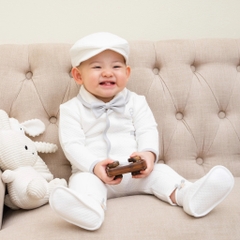 BU Bộ dài tay cài chéo Quilted chần bông(6-12M)